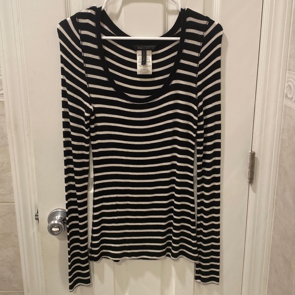 BCBG - B & W Striped Knit Top - Size M!